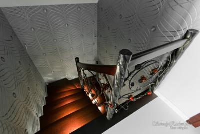 Schody gięte, kute tralki, galeria G09